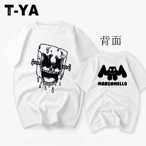 棉花糖短袖电音节宽松来图衣服