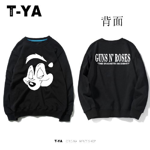 乐队圆领套头加绒卫衣