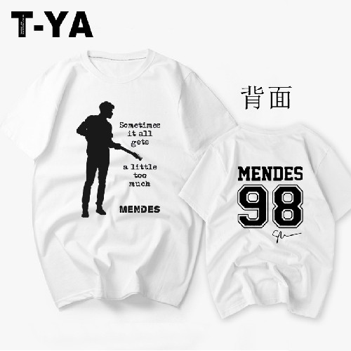 肖恩蒙德兹Shawn Mendes周边衣服纯棉短袖T恤男女宽松同款可来图T