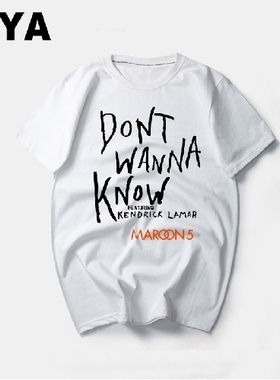 亚当·莱文Adam Levine衣服 魔力红Maroon5男女纯棉短袖T恤可来图