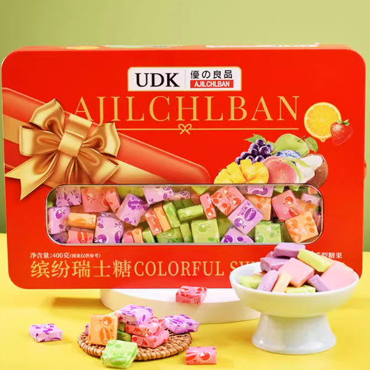 2026新品年货UDK优之良品瑞士糖混合水果味软糖400g糖果休闲零食