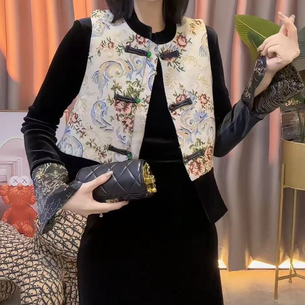 新中式国风女装2026春季新款今年流行小香风马甲套装金丝绒连衣裙,女装/女士精品,时尚套装,淘宝优惠券,粉丝福利购,淘宝优惠卷