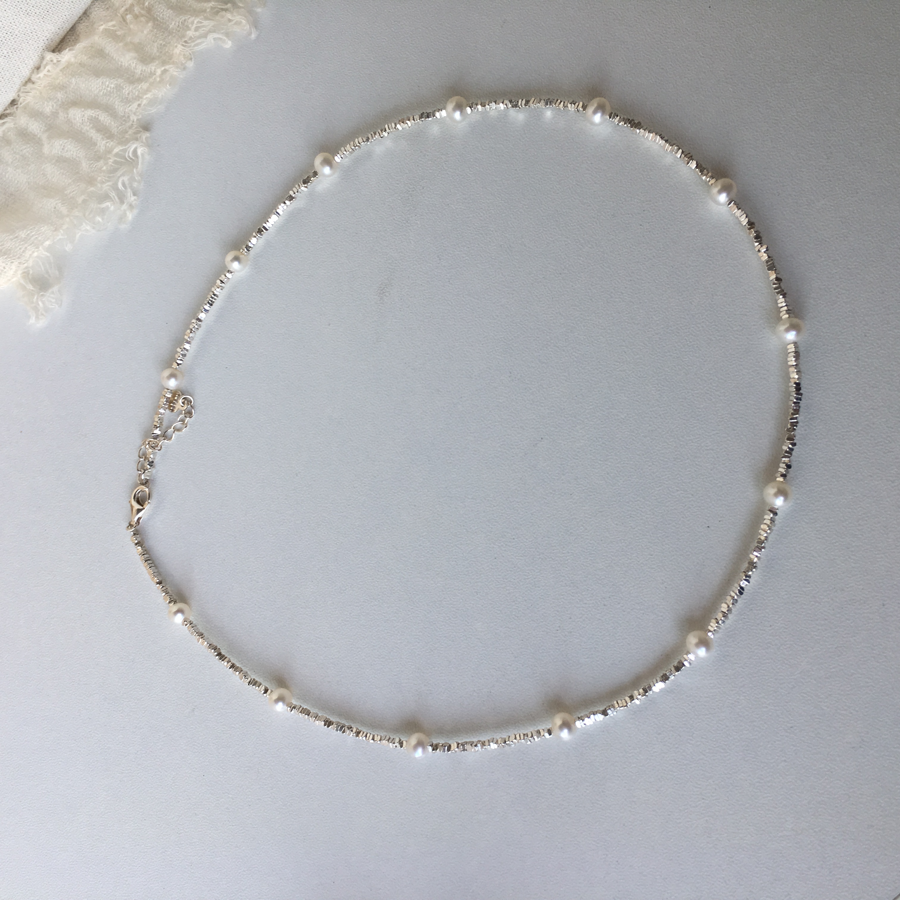 小众设计碎银天然珍珠满天星项链