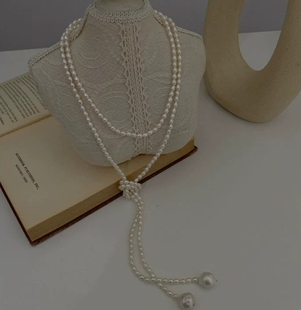 天然珍珠巴洛克项链多层叠带毛衣链颈链一款多戴冬复古宫廷长款