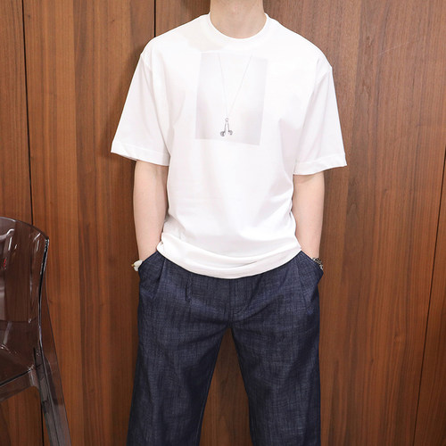 夏季纯棉宽松印花短袖T恤男