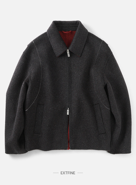 Extfine冬季新款绵羊毛短裤双面呢大衣短款夹克外套男极简高级感
