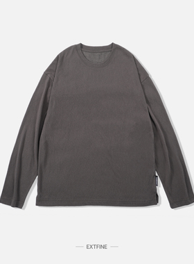 【断码特价】春秋水洗舒适体感阔版打底衫长袖圆领T恤男宽松开衩