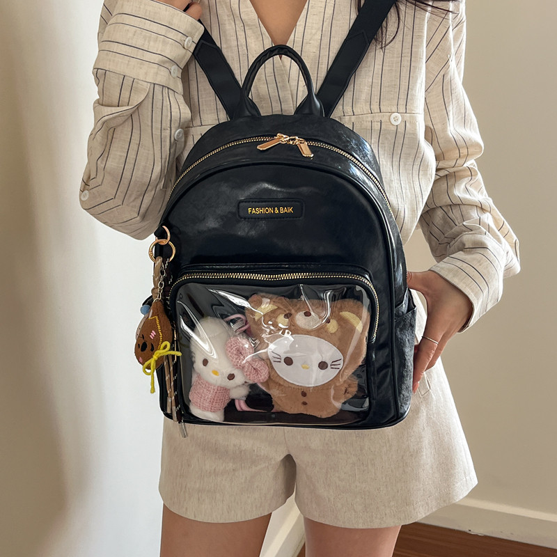 日系高颜值透明痛包女双肩包巨好看小食量小书包女生可爱旅行背包