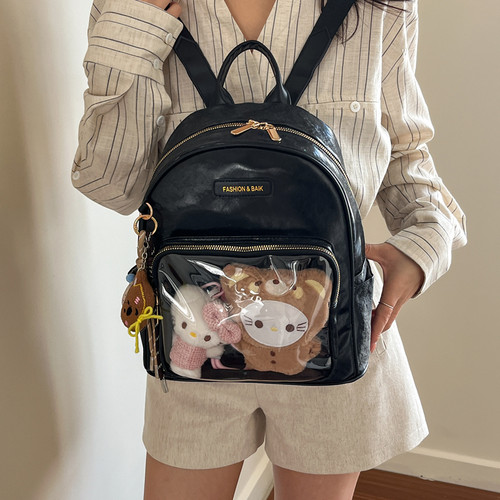 日系高颜值透明痛包女双肩包