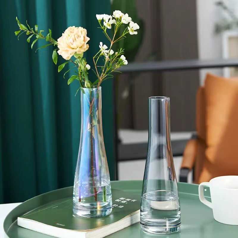 百合花专用花瓶宿舍玫瑰花养花玻璃瓶小口径迷你特小细口窄口