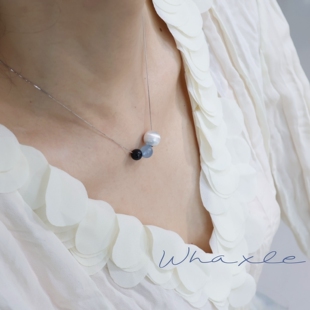 七百年后| Whaxle 水晶海蓝宝黑曜石拉丝银球吊坠锁骨链简约项链