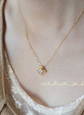四叶草 | Whaxle 轻奢高级感镶钻四叶草吊坠镀金项链锁骨链