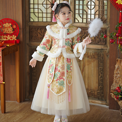 加绒冬装女童复古中国风唐装