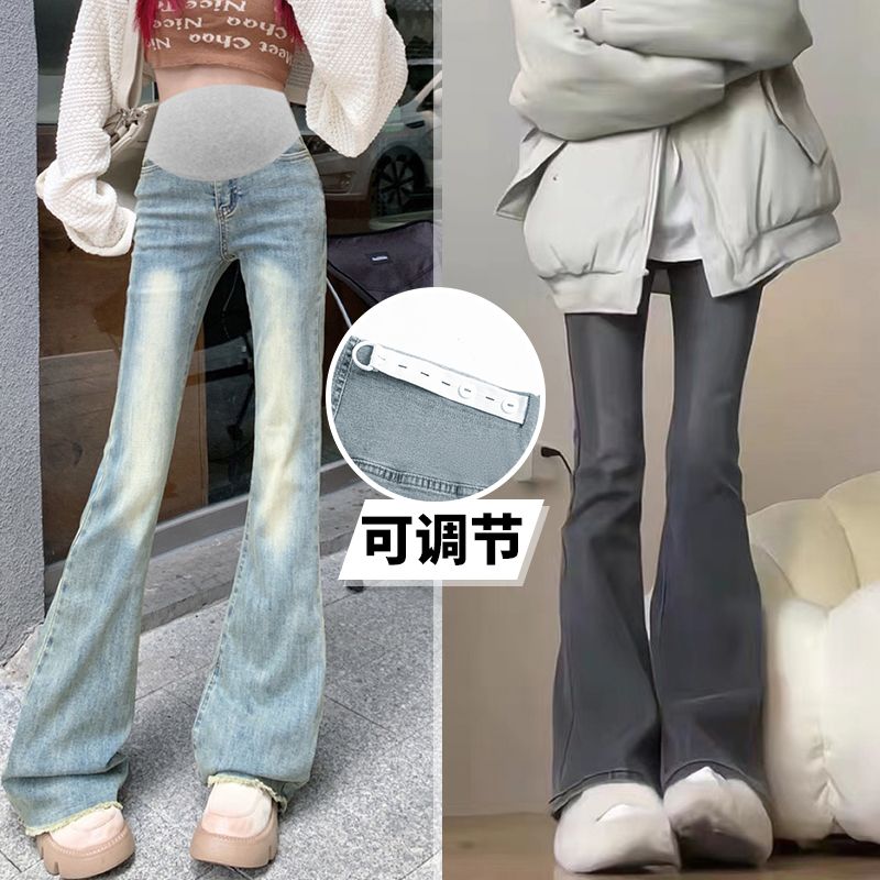 孕妇裤子春秋款外穿孕早期托腹托腹喇叭牛仔裤秋冬季打底长裤春装