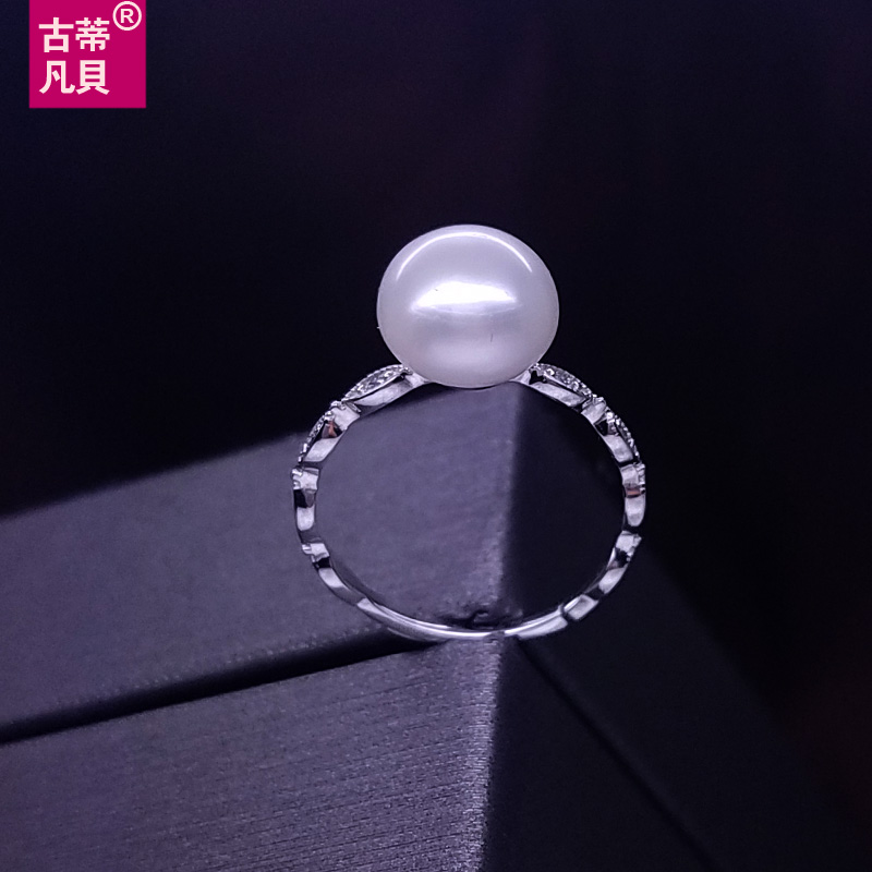 简约风天然珍珠戒指纯银可调节女