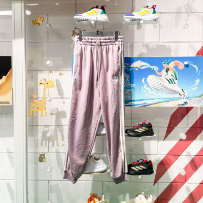 阿迪达斯女裤2024春针织卫裤宽松束脚休闲运动长裤 IR6067 HA4375