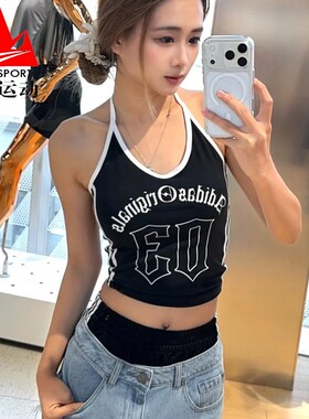 阿迪达斯三叶草女装2026夏季修身挂脖休闲运动吊带背心T恤 KT3049