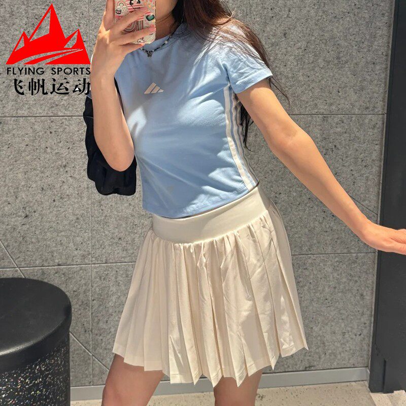 阿迪达斯女装2026春季纯棉修身辣妹短款休闲短袖T恤JE1241 JE1248