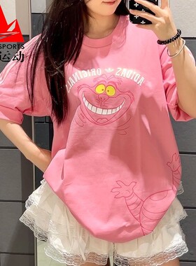 阿迪达斯三叶草男女装2026夏迪士尼联名款宽松休闲短袖T恤 KY6270