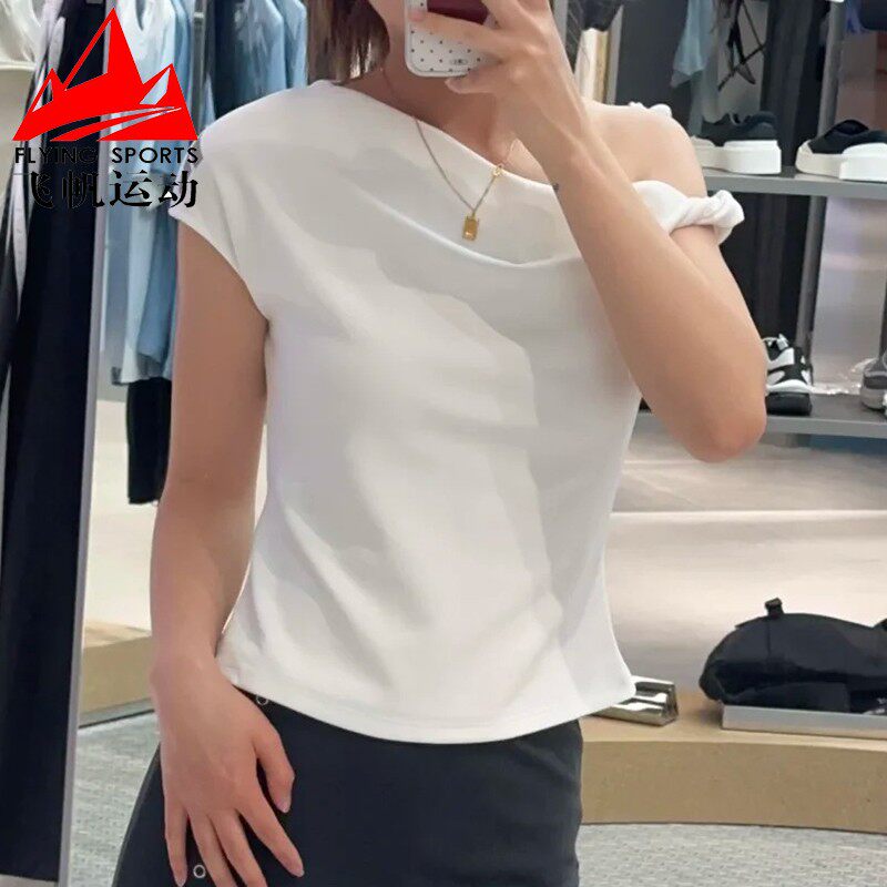 阿迪达斯女装2026夏柔软舒适修身时尚露肩休闲运动短袖T恤 LC8657