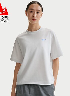Nike耐克女装2026夏纯棉印花宽松休闲运动短袖T恤 IR7589-121-214