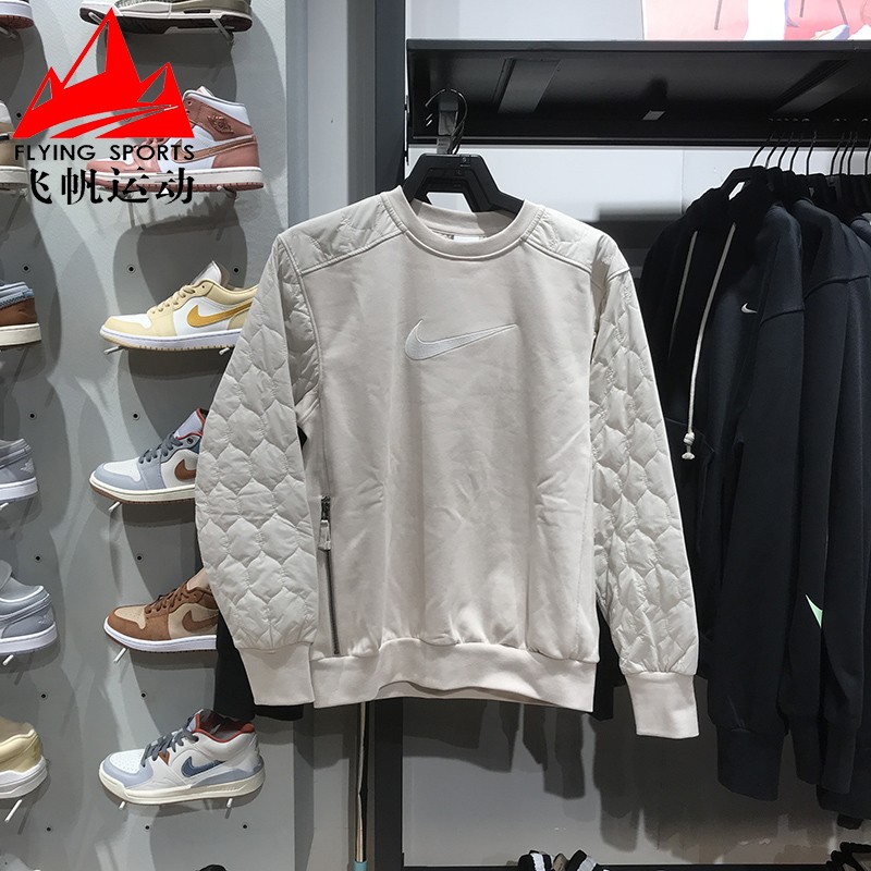 耐克卫衣男装2025春季时尚拼接加绒圆领篮球运动套头衫FN2668-104