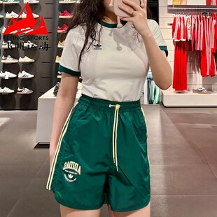 阿迪达斯三叶草短袖 2024夏撞色修身 运动休闲T恤IN4110 IX1916 女装