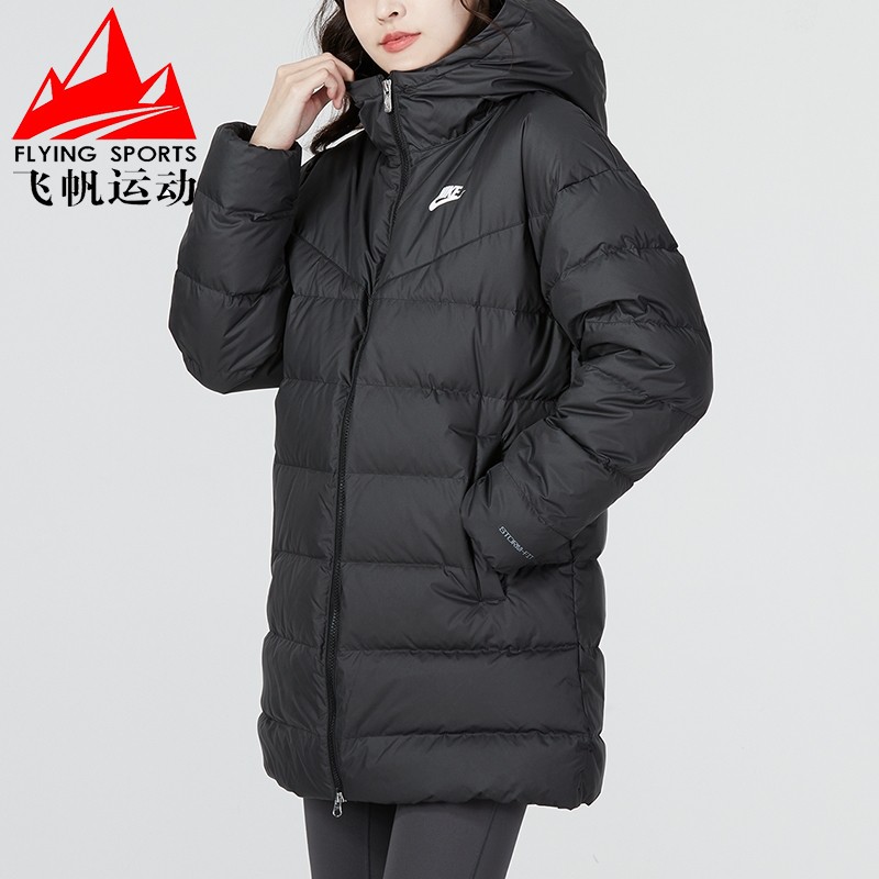 Nike耐克羽绒服女2025冬季加厚保暖中长款运动连帽外套DQ6874-010
