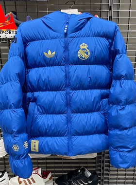 阿迪达斯男棉服2026新年款皇马中国结系列宽松保暖运动外套JZ2238