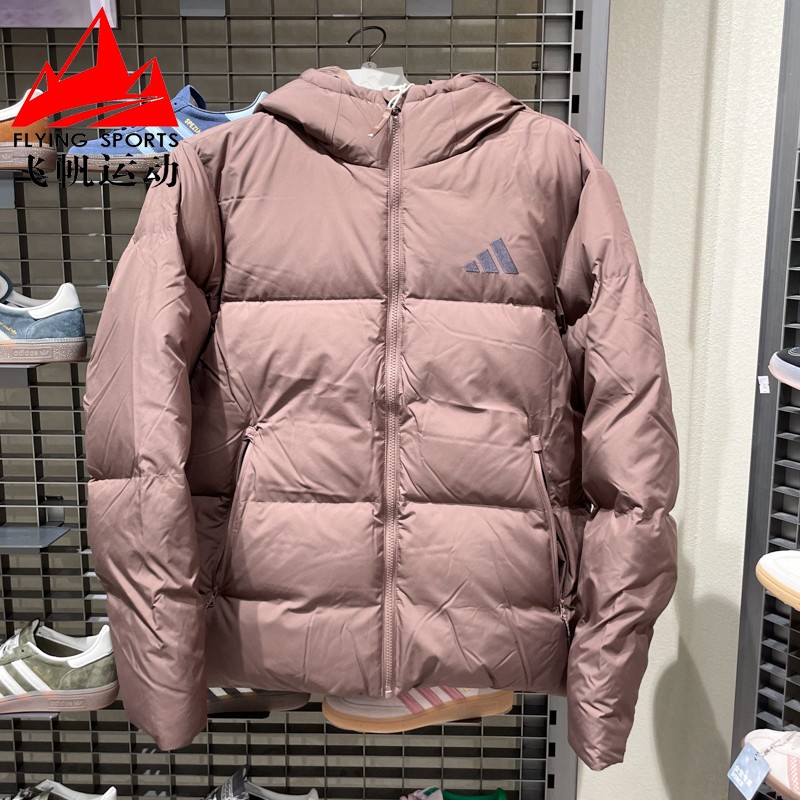 阿迪达斯男装羽绒服2025冬新品防寒保暖鸭绒连帽面包服外套KC5945