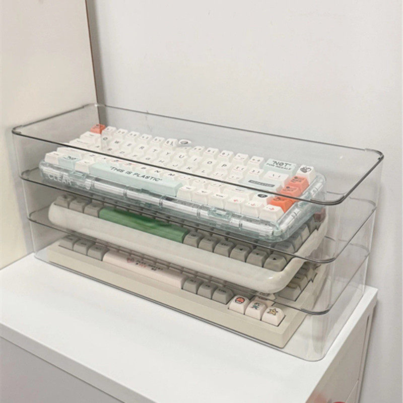 键盘收纳盒防尘桌面机械键盘展示架亚克力键盘置物架多层透明