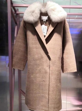 2019新款冬季天使之翼钉珠长款格子外套毛呢大衣M-694MJ4200000