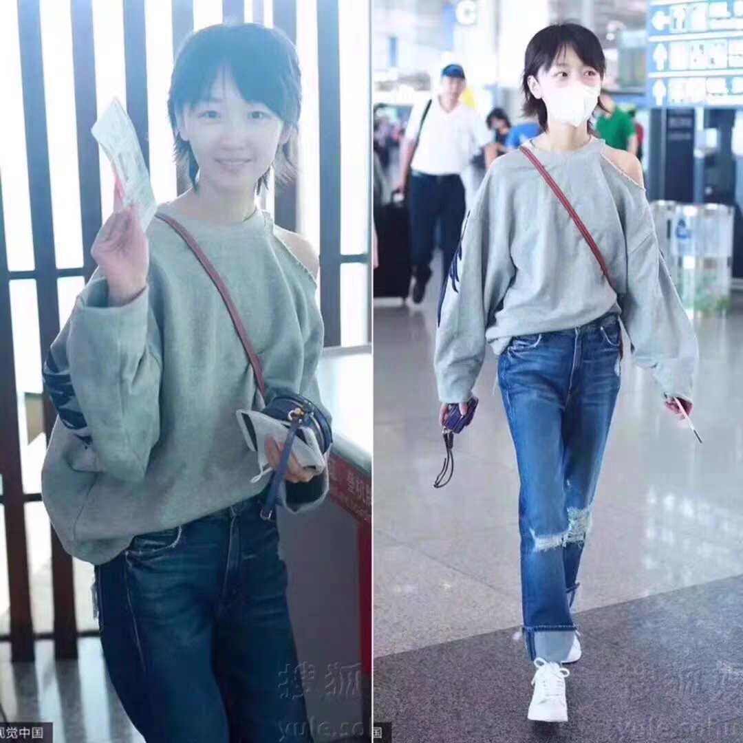 专柜直发周冬雨同款露肩卫衣M-67