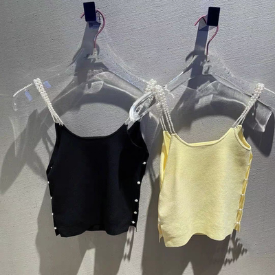 专柜直发2022百搭纯色珍珠镂空背心纯色外穿吊带女6W2RJ5010000