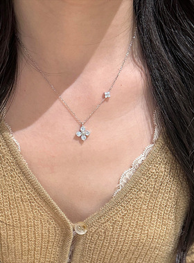 s925纯银四叶草项链女轻奢小众设计高级锁骨链送生日礼物2026新款