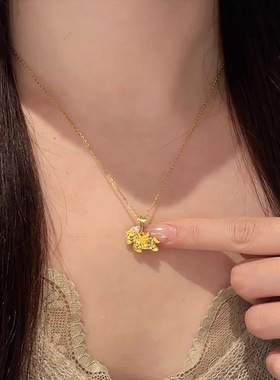 精工CNC切割爆闪碎冰冰独角兽小飞马吊坠项链本命年锁骨链毛衣链