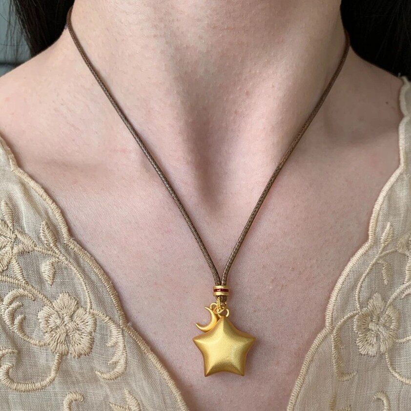 “摘星星”星星月亮长款五角星项链女轻奢小众毛衣链设计吊坠饰品