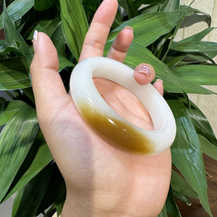 新疆和田玉且末料糖白手镯女款玉石镯子胖泥鳅老余定制