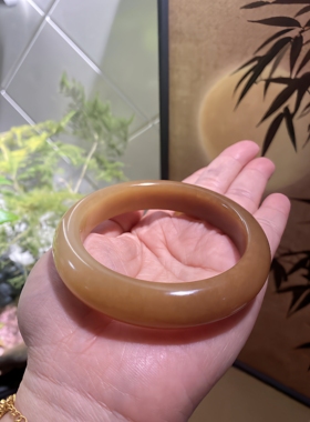 新疆和田玉且末料糖玉油润精美的糖色和田玉手镯直播链接私拍无效