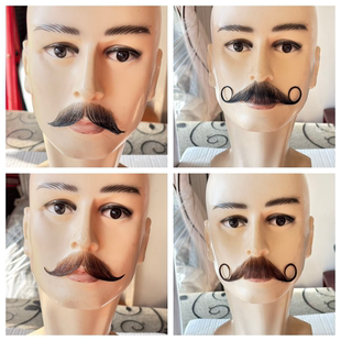 外国人假胡子斯大林仿真胡棕色胡影视化妆造型胡隐形逼真八字翘胡