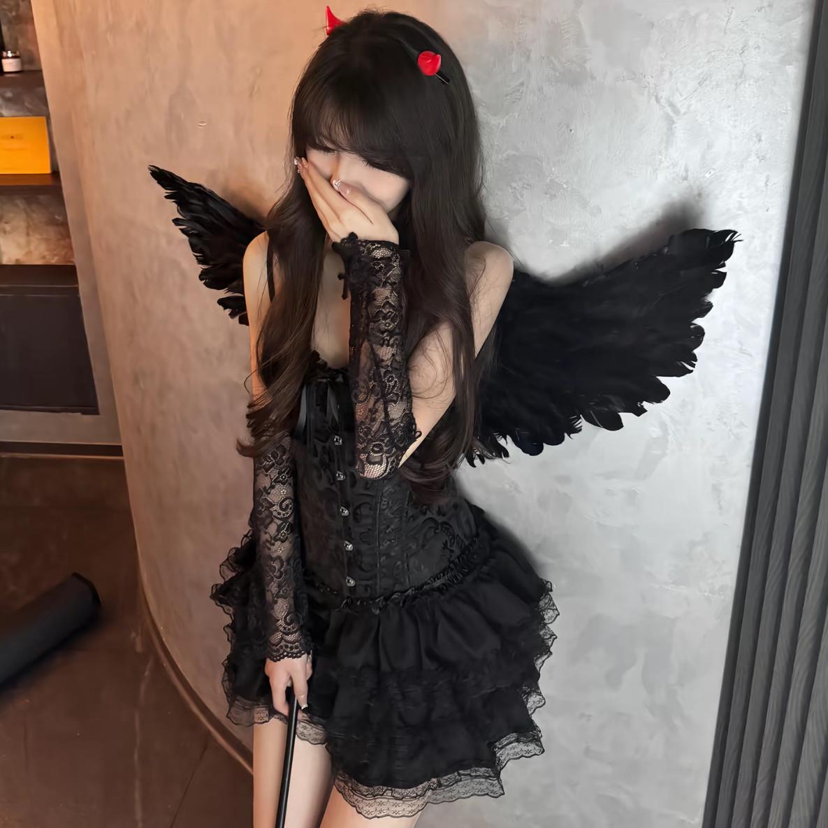 天使恶魔衣服套装双子星闺蜜拍照道具哥特风古早拍摄创意cos服装