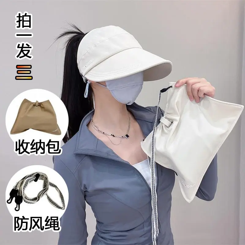 冰丝空顶帽子女2025夏季可扎马尾