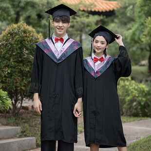 硕士服学士服大学生毕业礼服文科理工科硕士学位服加大码校徽定制