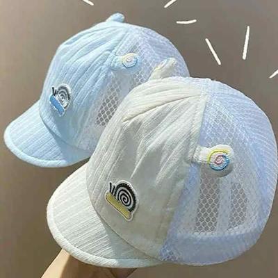 婴儿帽子夏季网眼鸭舌帽新生儿纯棉可爱超萌初生小月龄遮阳棒球帽