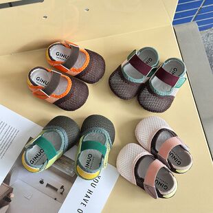 {13-18码}夏季婴儿学步鞋软底一岁女宝宝网面凉鞋婴幼儿镂空鞋子