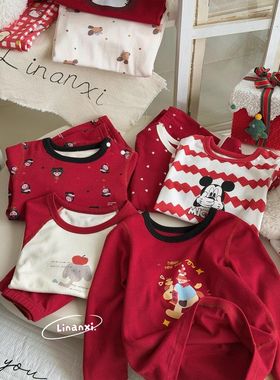 88436新年圣诞系列男女童睡衣抓绒羊毛拉架宝宝保暖家居服套装