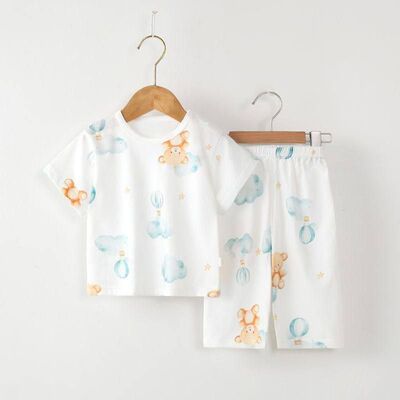 儿童夏季纯棉薄款家居服男宝短袖