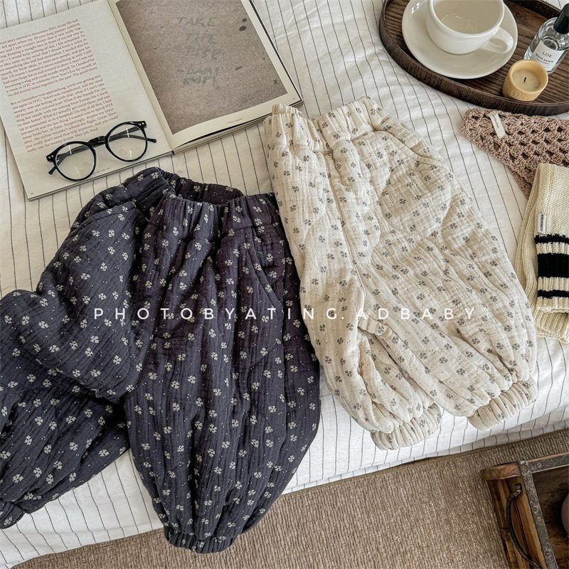 儿童棉裤纯棉夹棉柔软冬季保暖外穿绗棉棉裤小童宝宝宽松裤子加厚