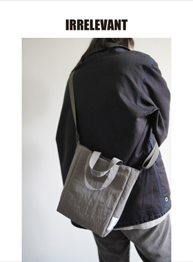 IRRELEVANT原创小众设计灰色极简迷你斜挎手拎小包包托特包男女