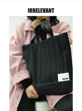 IRRELEVANT原创小众设计中性极简黑色大容量托特包帆布包单肩包